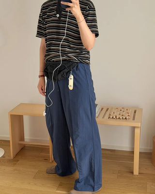 Multi-striped short-sleeved T-shirt