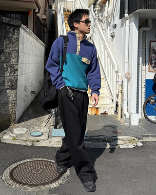 (Unisex) Two-tone fleece anorak