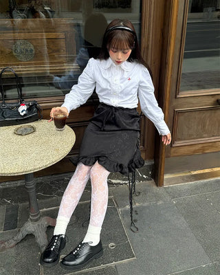 Flower frill midi skirt