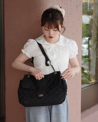 Round collar ribbon detail blouse