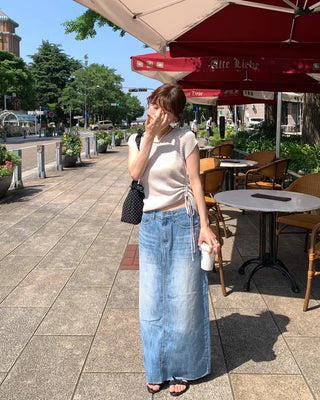 Side-string half-sleeve knit