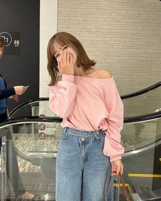 Asymmetrical denim pants