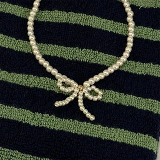 Pearl ribbon necklace