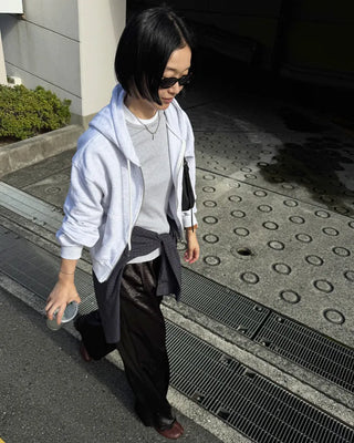 Double-zip cropped hoodie