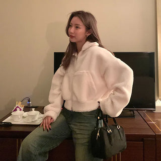 Boucle High Neck Cropped Jumper