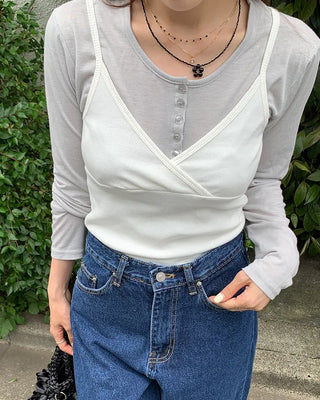 V-neck slit camisole