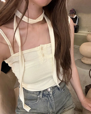 (Set) Button Scarf Sleeveless