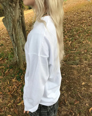 Plain slit long-sleeved T-shirt