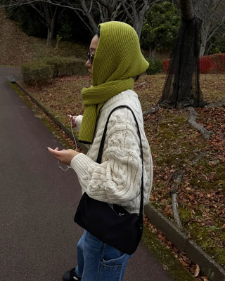 Color-blocked ribbed scarf