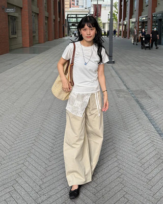 Balloon waist elastic pants