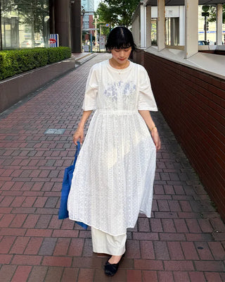 Button lace long dress