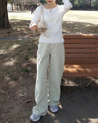 Colorful cotton wide-leg pants