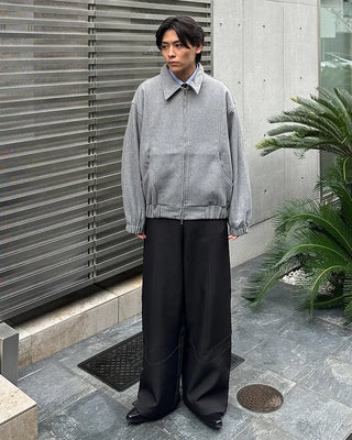Wool zip collar jacket