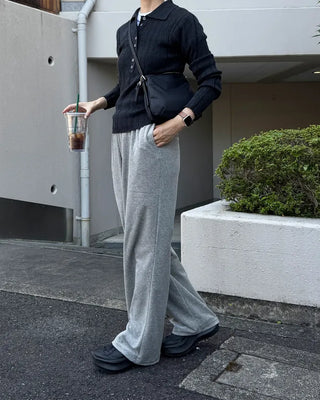 Button-up polo collar knit sweater