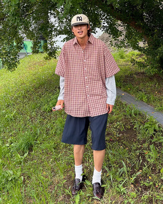 Checked half shirt