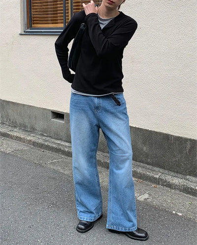 (Unisex) Flare Fit Denim Pants