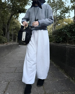 2-Way Wide Waist Elastic Pants