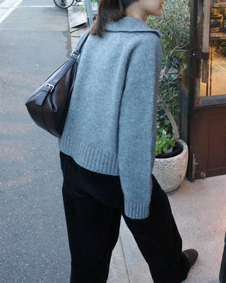Crop Half Knit Zip