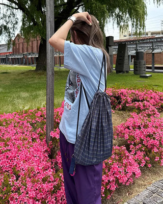 Patterned nylon drawstring bag