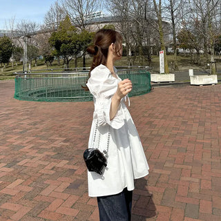 Puff-sleeve mini dress