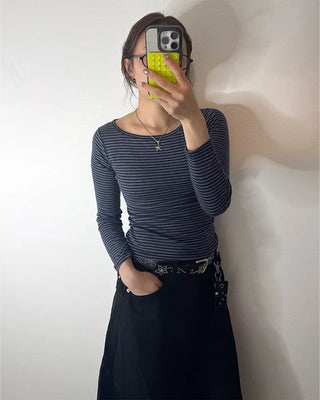 Striped boat neck t-shirt