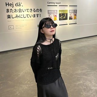 Damaged perforated knit
