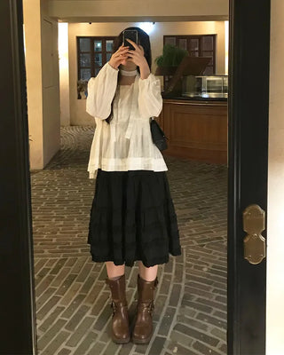Faux Leather Mid-Calf Engineer Boots