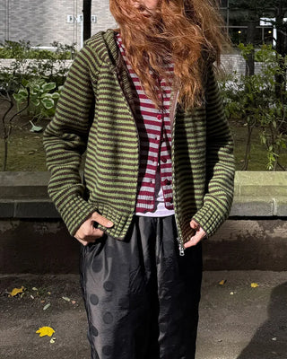 Striped knit zip-up