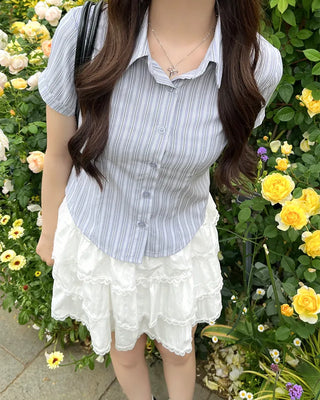 Pinstripe Cropped Shirt