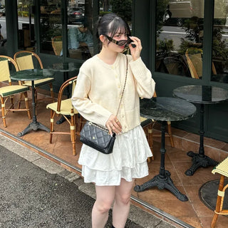 Flared shirred mini skirt