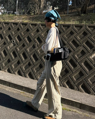 Drawstring striped pants