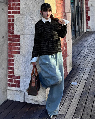 Loose-fit tweed jacket