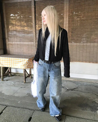 Round collar knit cardigan