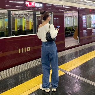 Ribbon Pattern Denim Pants