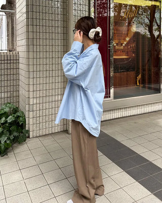 Double-pleated wide-fit slacks