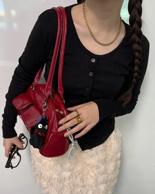 Round button cardigan
