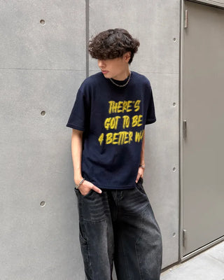 (Unisex) Marker Lettering Knit Half T-Shirt