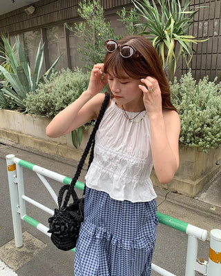 Shirred halter neck blouse