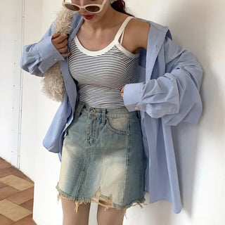 Vintage denim mini skirt