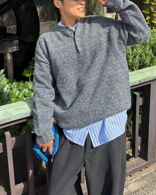 Henley neck basic knit