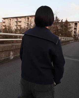 Big Collar Half-Zip Knit