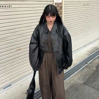 Leather zip-up jacket
