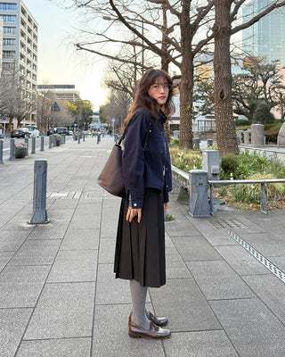 Pleated midi skirt