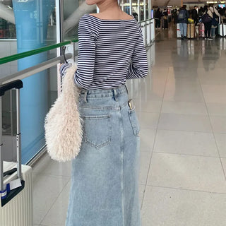 Striped off-shoulder top