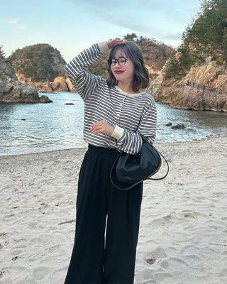 Round neck striped cardigan