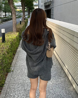 Double-zip hoodie and shorts set