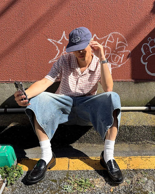 Checked embroidered short-sleeved shirt