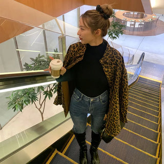 Leopard print oversized shirt