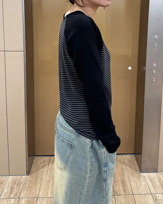 Striped long-sleeved T-shirt