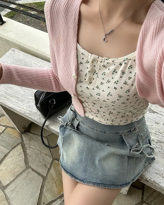 Ribbon pocket mini skirt